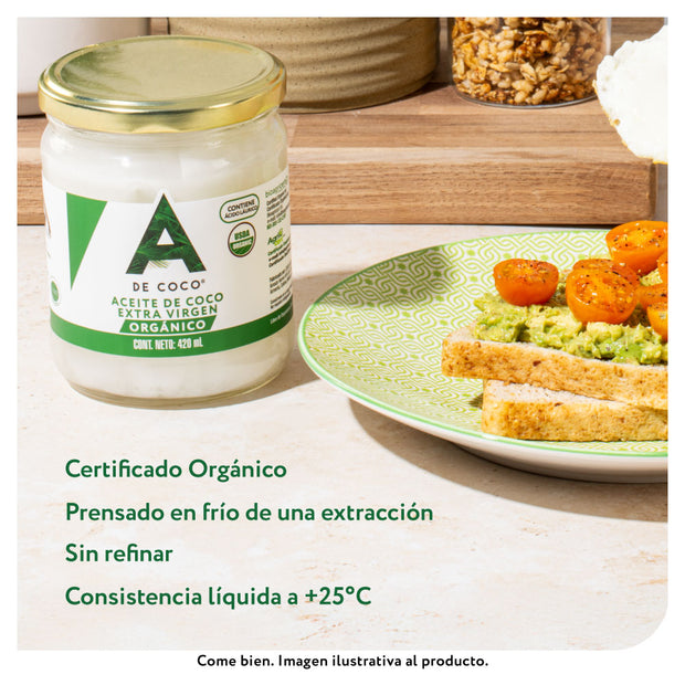 Aceite de Coco Virgen Orgánico 420ml.