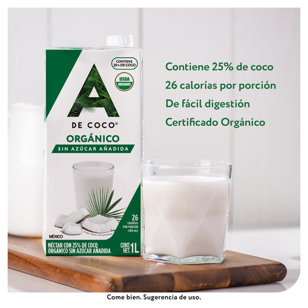 Néctar con 25% de Coco Orgánico 1L - Paquete de 12