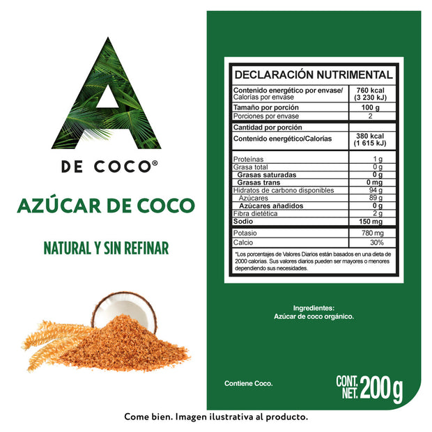 Azúcar de Coco Orgánico 200 g.