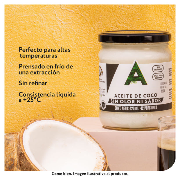 Aceite de Coco sin Sabor y sin Olor 420 ml.