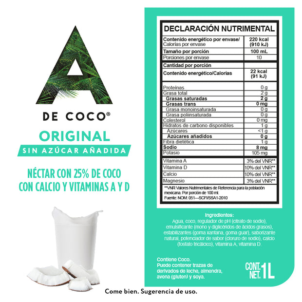 Néctar con 25% de Coco 1L - Paquete de 12