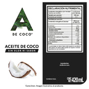 Aceite de Coco sin Sabor y sin Olor 420 ml.