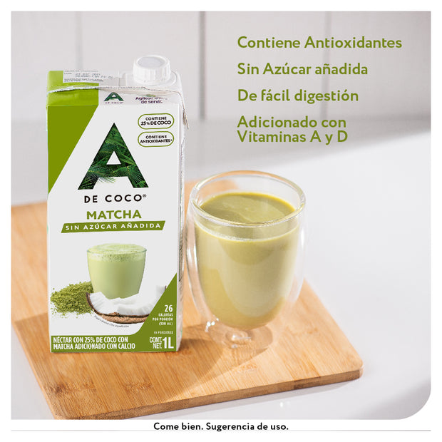 Néctar con 25% de Coco con Matcha 1L - Paquete de 12