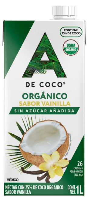 Néctar con 25% de Coco Orgánico sabor Vainilla 1L